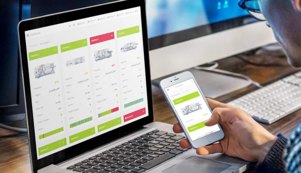 Ökologischen Fußabdruck von Werkzeugmaschinen verbessern 4 Comara appCom heißt das intuitive Fertigungs-Assistenzsystem für den gesamten Maschinenpark. Das System ist webbasiert, geräteunabhängig und zeigt über verschiedene Apps auf, was auf der Maschine in Realität passiert. Comara appCom ist für den gesamten Maschinenpark und verschiedene Steuerungen wie z.B. Siemens, Fanuc, Heidenhain, OPC-UA, MT Connect oder sogar UMATI verfügbar.