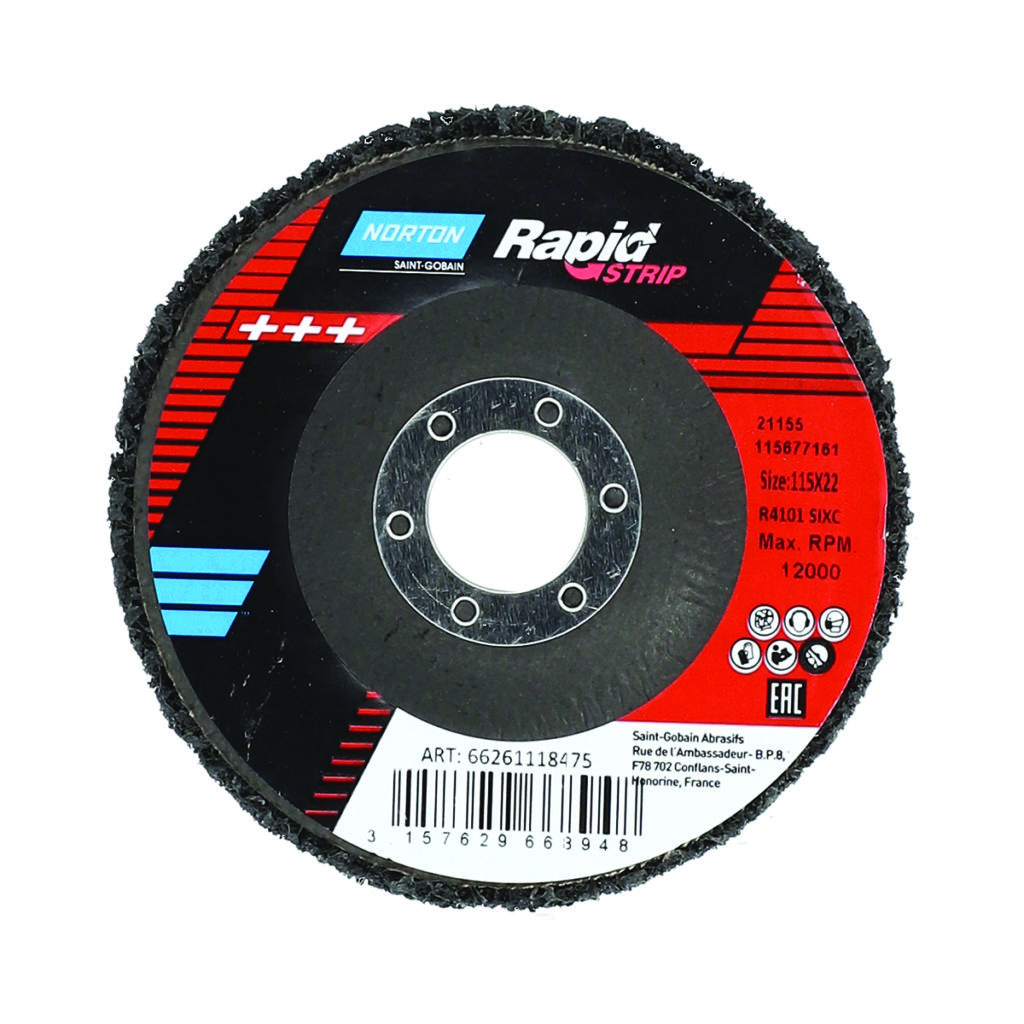 Das Vliessortiment Norton RAPID STRIP für schnelle Ergebnisse bei leichten Schleifarbeiten.