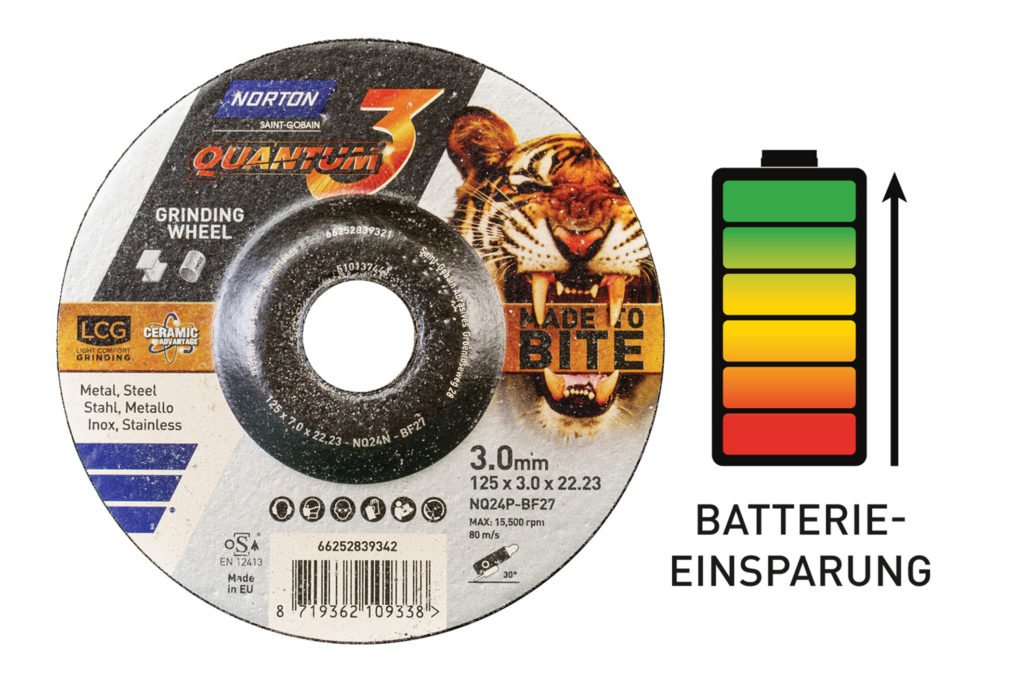 Die ultradünne Norton Quantum3-Trennscheibe.