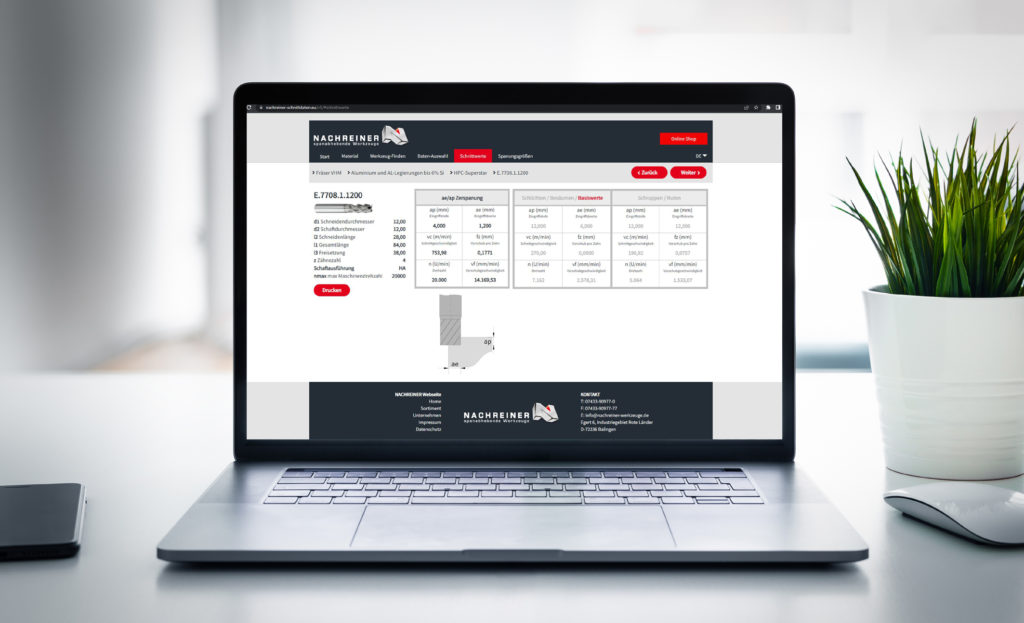 Mit dem Schnittdatenrechner finden Kunden anhand der wichtigsten Parameter zum Werkzeugeinsatz das genau passende Werkzeug.