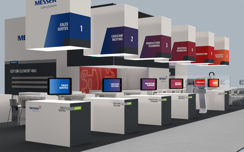 Auf der EuroBLECH präsentiert Mes-ser Cutting Systems an sechs Statio-nen digitale Lösungen für jede Phase der Produktion.